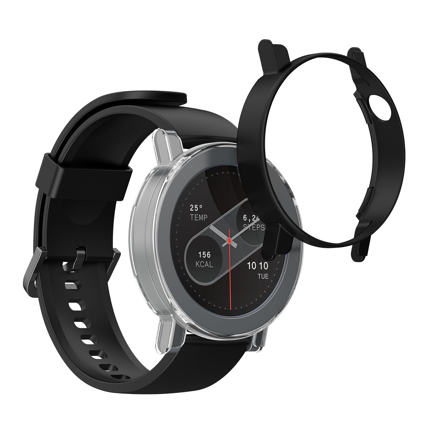 kwmobile 2x Hülle kompatibel mit CMF by Nothing Watch Pro 2 (D398) - Fitnesstracker Case Set Schwarz Transparent - ohne Tracker Schwarz  [dsg01]