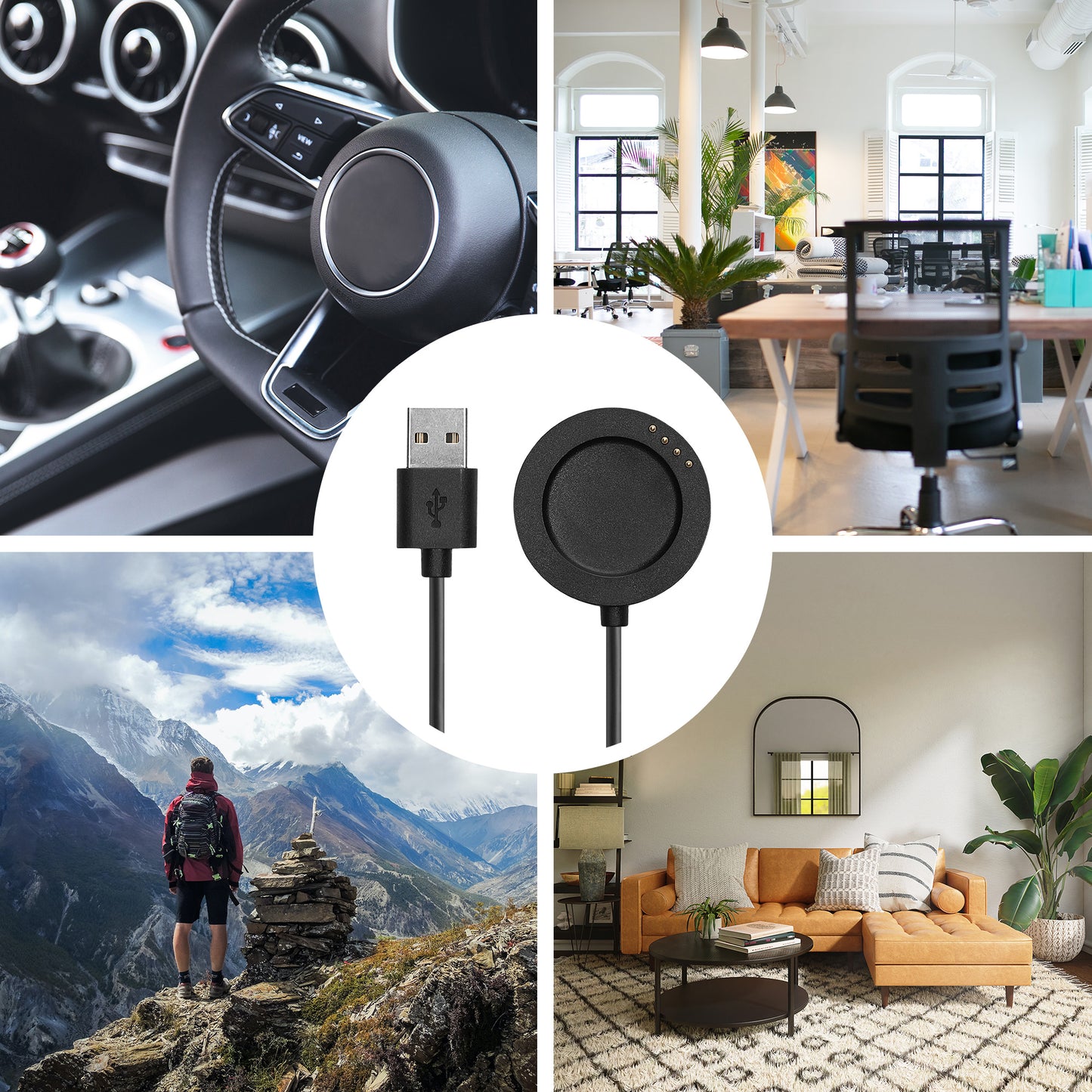 kwmobile USB Cable Charger compatible with Xiaomi Watch S4 Sport Charging Cable Smart Watch Replacement Cable Fitness Tracker Charging Cable