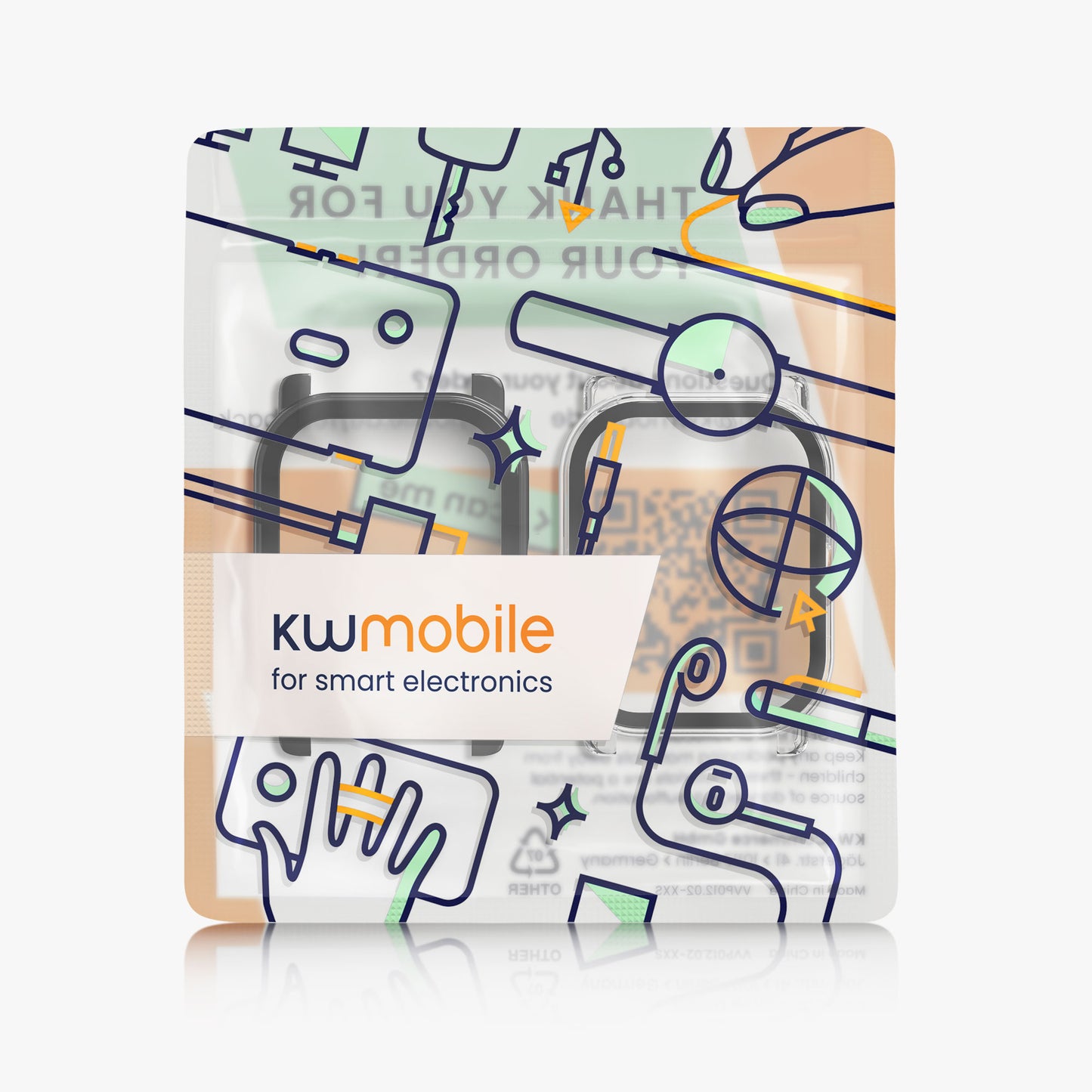 kwmobile Glass Case for Nerunsa P66D / Aptkdoe P66D / Dotn P66D / Ddidbi P66D Protective Cover - Full Body Fitness Tracker Case Set