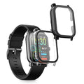 kwmobile 2x Cover kompatibel mit Nerunsa P66D / Aptkdoe P66D / Dotn P66D / Ddidbi P66D Hülle - Fullbody Fitnesstracker Case Set aus Glas - Transparent Schwarz Transparent  [dsg01]
