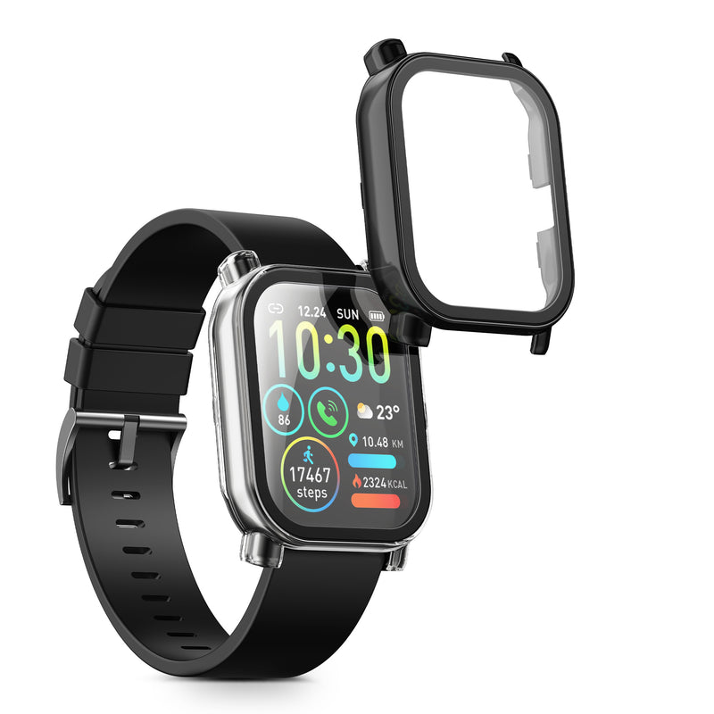 kwmobile Glass Case for Nerunsa P66D / Aptkdoe P66D / Dotn P66D / Ddidbi P66D Protective Cover - Full Body Fitness Tracker Case Set