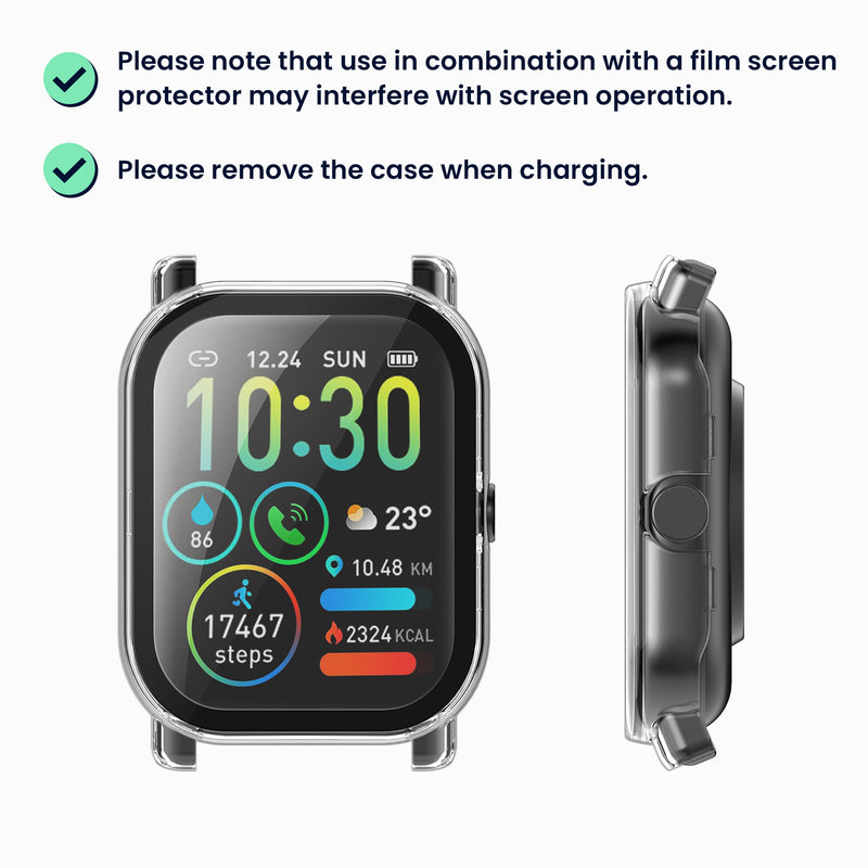 kwmobile Glass Case for Nerunsa P66D / Aptkdoe P66D / Dotn P66D / Ddidbi P66D Protective Cover - Full Body Fitness Tracker Case Set