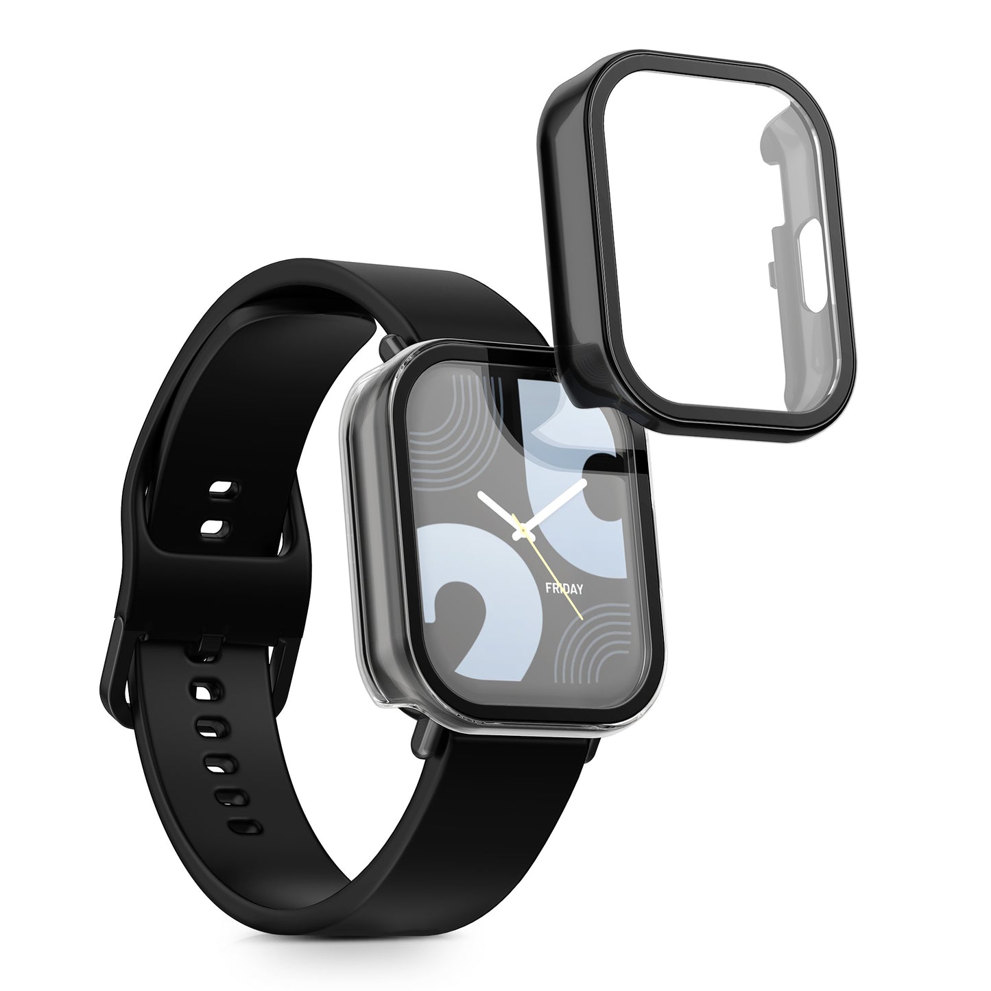 kwmobile Glass Case for Xiaomi Redmi Watch 5 Lite Protective Cover Fullbody Fitness Tracker Case Set