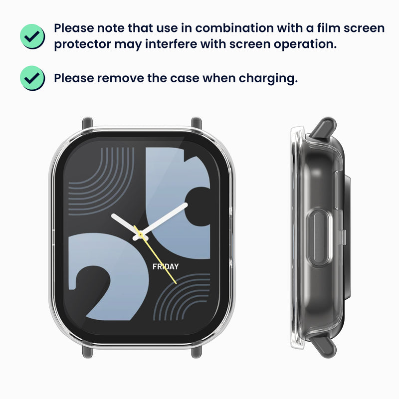 kwmobile Glass Case for Xiaomi Redmi Watch 5 Lite Protective Cover Fullbody Fitness Tracker Case Set