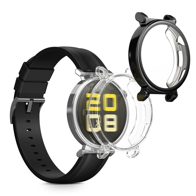 kwmobile 2x Schutzhülle kompatibel mit Huami Watch GT5 41mm Hülle - Fullbody Cover Set aus Silikon - Transparent Schwarz Transparent  [dsg01]
