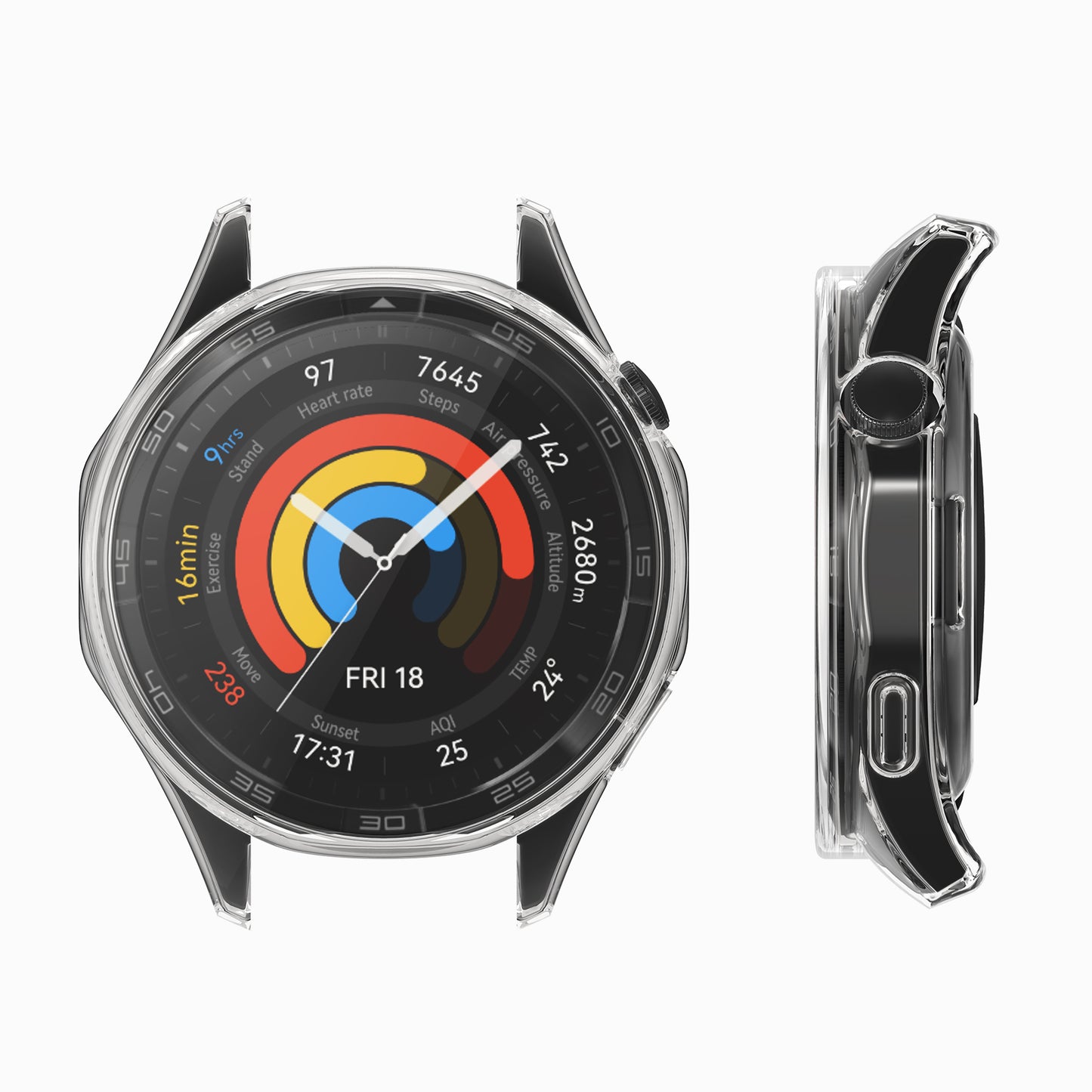 kwmobile Silicone Case for Huami Watch GT5 46mm Protective Cover Full-Body Display Cover Set