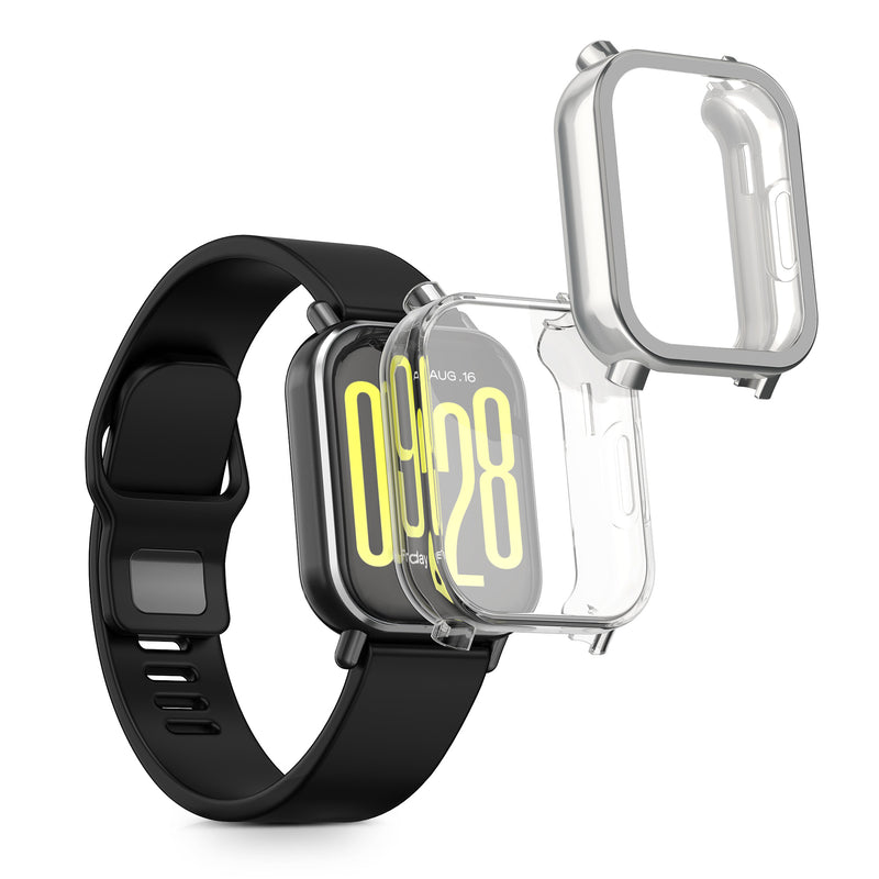 kwmobile 2x Schutzhülle kompatibel mit Xiaomi Redmi Watch 5 Active Hülle - Fullbody Cover Set aus Silikon - Transparent Silber Transparent  [dsg03]