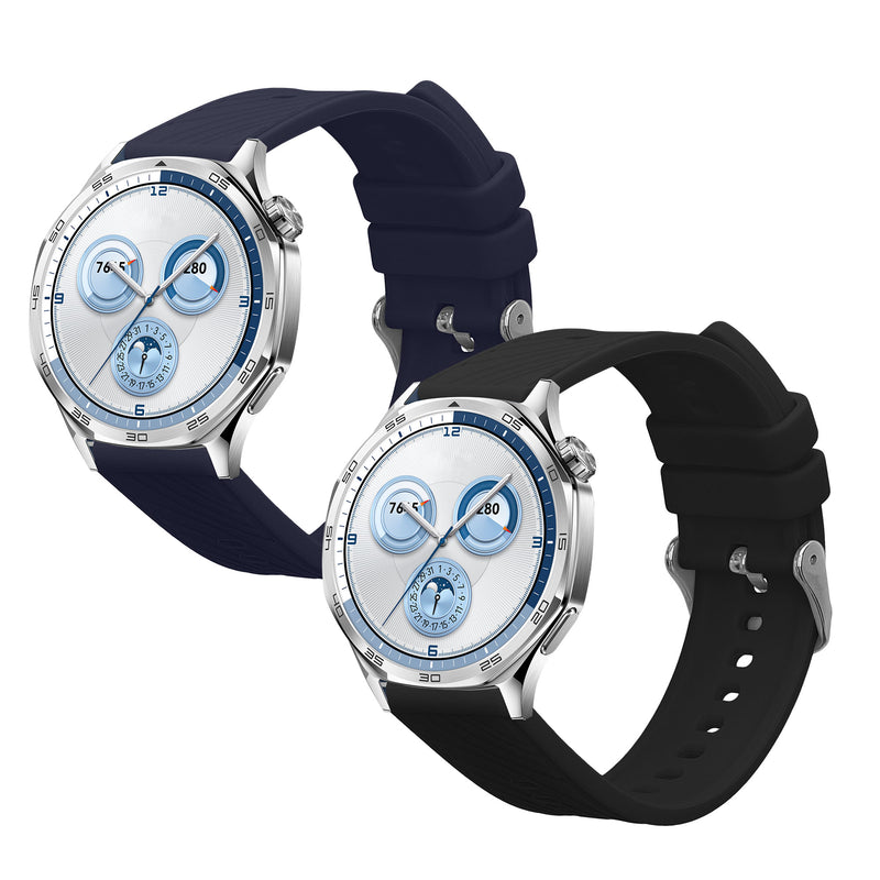 kwmobile 2x Uhrenarmband für Huawei Watch GT5 46mm / GT5 Pro 46mm Armband - Fitnesstracker Band Set aus TPU Silikon - Ersatzarmband Smartwatch - Schwarz Dunkelblau Schwarz  [dsg01]
