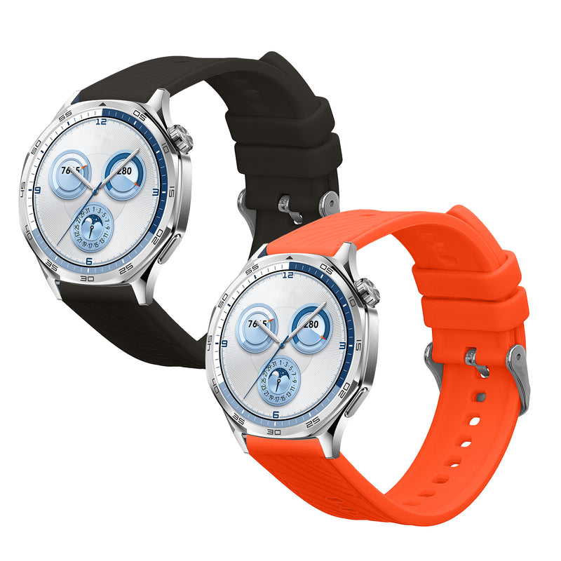 kwmobile 2x Uhrenarmband für Huawei Watch GT5 46mm / GT5 Pro 46mm Armband - Fitnesstracker Band Set aus TPU Silikon - Ersatzarmband Smartwatch - Dunkelgrau Orange Dunkelgrau  [dsg02]