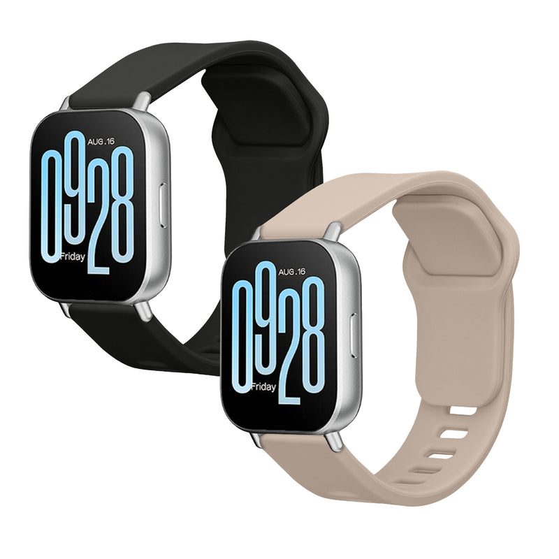 kwmobile Silikon Uhrenarmband für Xiaomi Redmi Watch 5 Active / Watch 5 Lite Armband - Ersatzarmband für Fitnesstracker - Wechselarmband Smartwatch - Schwarz Beige Schwarz  [dsg05]