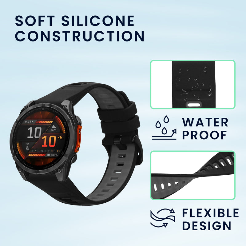 kwmobile Silicone Watch Strap for Garmin Epix 2 / Instinct 2 / Instinct 3 45mm / Fenix 8 47mm Strap - Replacement Band for Fitness Tracker - Smartwatch Replacement Band