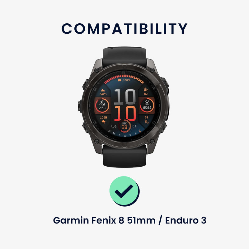 kwmobile Silicone Watch Strap for Garmin Fenix 8 51mm / Fenix 7X / Enduro 3 / Instinct 3 50mm Watch Band Replacement Band for Fitness Tracker Interchangeable Band Smartwatch