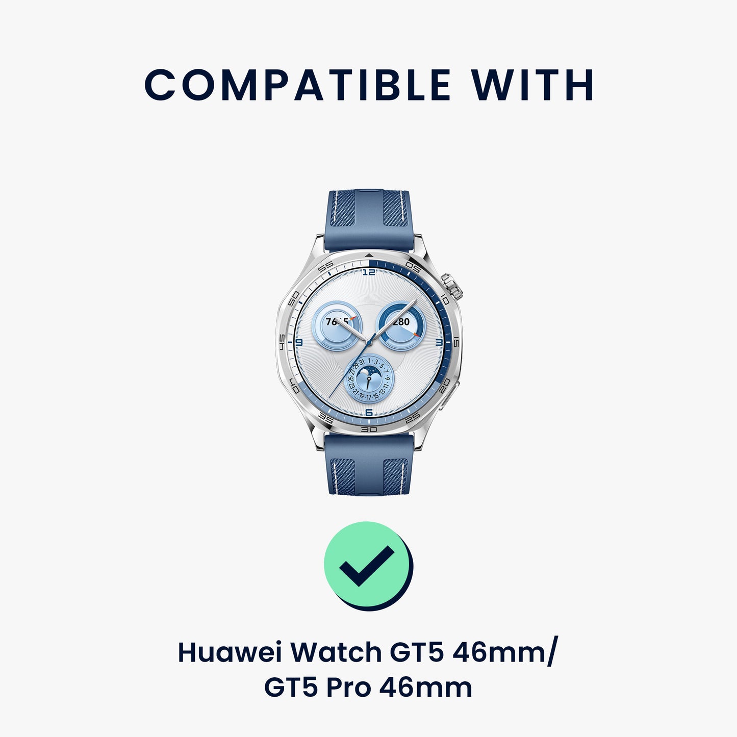 kwmobile Replacement Strap Compatible with Huawei Watch GT5 46mm / GT5 Pro 46mm Strap - Fitness Tracker Band with Magnetic Closure