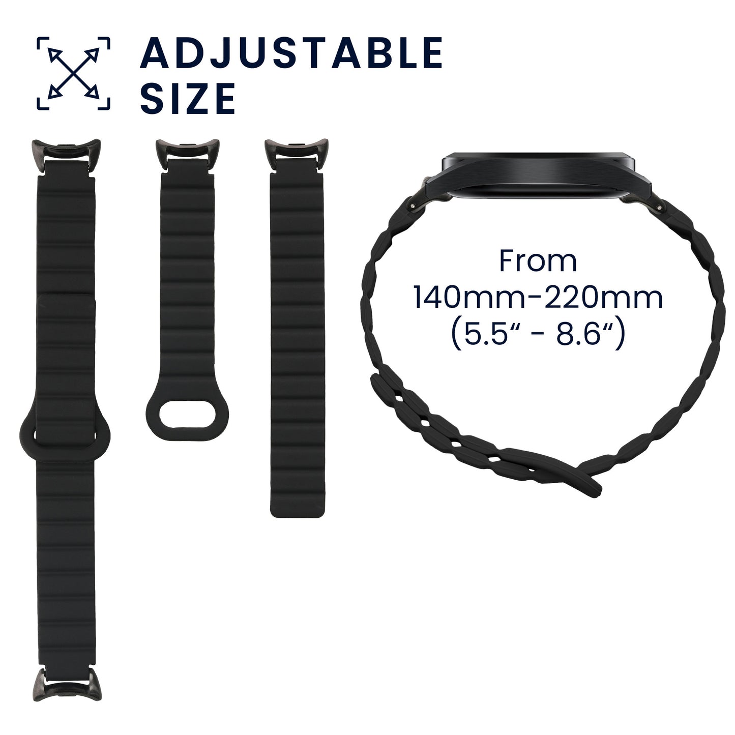 kwmobile Replacement Strap Compatible with Xiaomi Mi Band 10 / Mi Band 9 / 8 Strap - Fitness Tracker Band with Magnetic Clasp