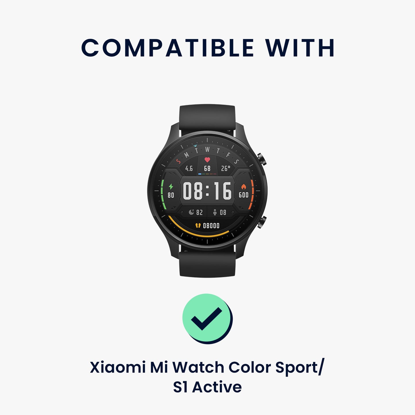 kwmobile Replacement Strap Compatible with Xiaomi Mi Watch Color Sport / S1 Active - Fitness Tracker Band with Magnetic Clasp