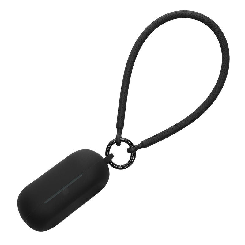 kwmobile Hülle kompatibel mit Sony WF-C700N Kopfhörer - Silikon Schutzhülle Etui Case Cover - mit Handschlaufe Schwarz Schwarz  [dsg01]
