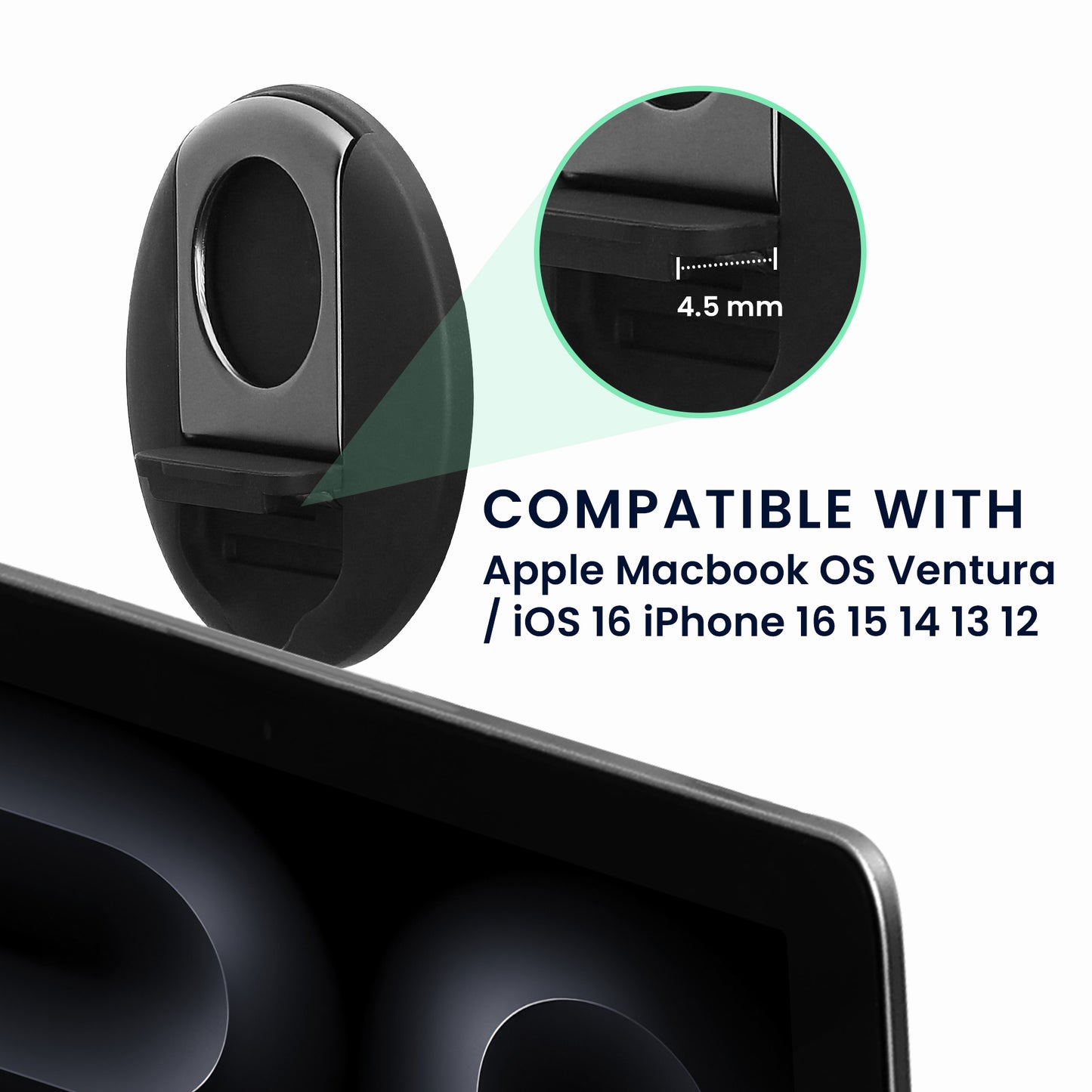 kwmobile Webcam Mount compatible with Apple Macbook OS Ventura / iOS 16 iPhone 16 15 14 13 12 Mount - Magnetic Camera Holder for Monitor