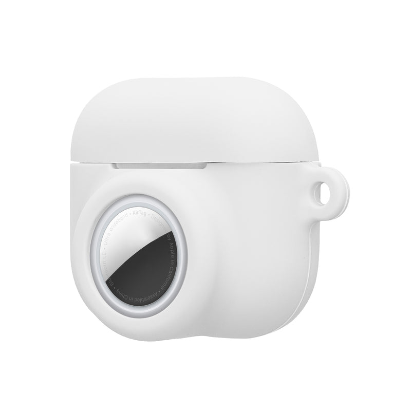 kwmobile 2-in-1 Case Compatible with Apple AirPods 3 - Headphone Case Compatible with Airtag - Protective Cover with Carabiner