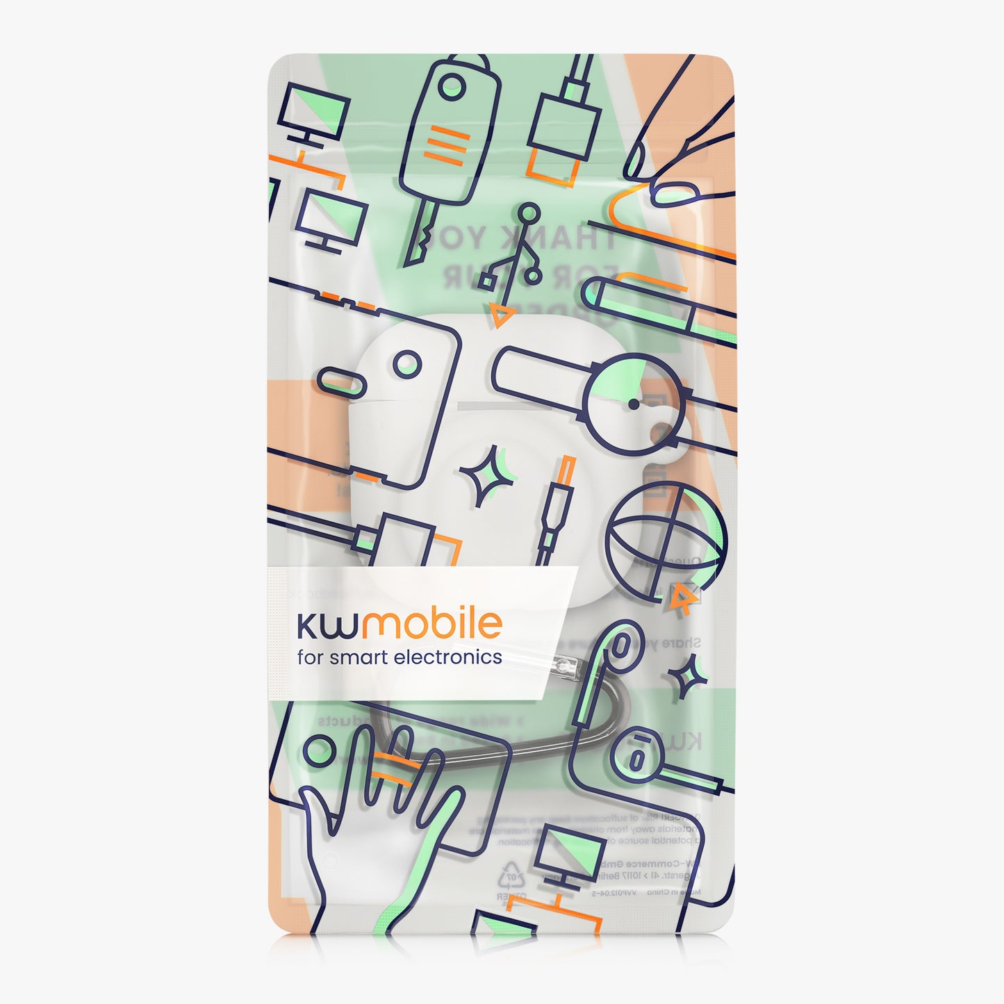 kwmobile 2-in-1 Case Compatible with Apple Airpods 4 - Headphone Case Compatible with Airtag - Protective Cover with Carabiner