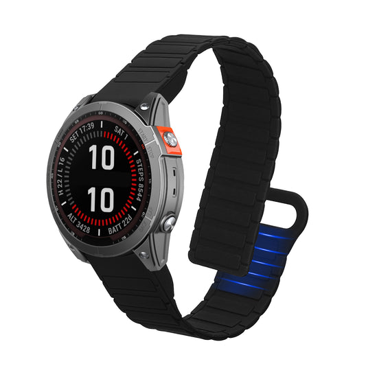 kwmobile Ersatzarmband kompatibel mit Garmin Fenix 8 47mm / Fenix E 47mm / Fenix 7 / 7 Pro / EPIX 2 Armband - Fitnesstracker Silikon Band mit Magnetverschluss Schwarz  [dsg01]