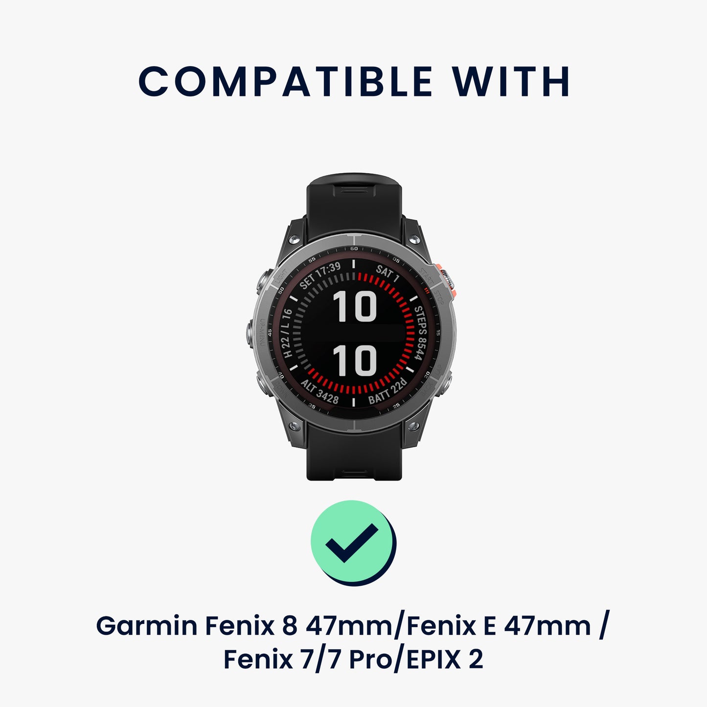 kwmobile Replacement Strap Compatible with Garmin Fenix 8 47mm / Fenix E 47mm / Fenix 7 / 7 Pro / EPIX 2 Band - Fitness Tracker Band with Magnetic Clasp