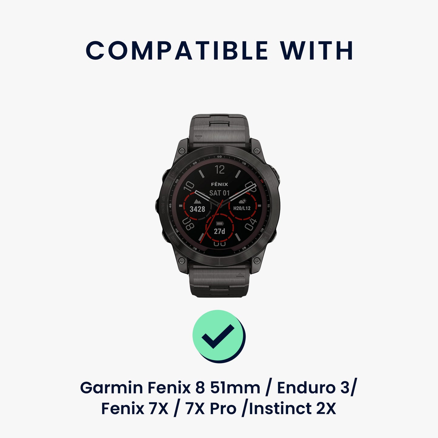 kwmobile Replacement Band Compatible with Garmin Fenix 8 51mm / Enduro 3 / Fenix 7X / 7X Pro / Instinct 2X Band Fitness Tracker Strap with Magnetic Closure