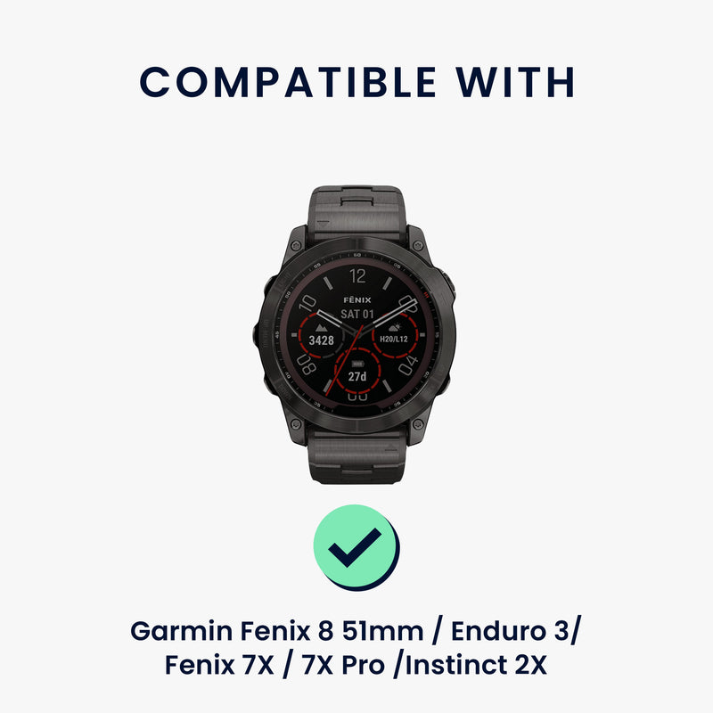 kwmobile Replacement Band Compatible with Garmin Fenix 8 51mm / Enduro 3 / Fenix 7X / 7X Pro / Instinct 2X Band Fitness Tracker Strap with Magnetic Closure