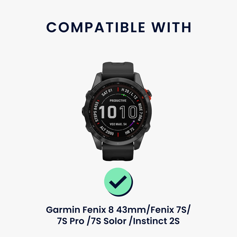 kwmobile Replacement Strap Compatible with Garmin Fenix 8 43mm / Fenix 7S / 7S Pro / 7S Solar / Instinct 2S Fitness Tracker Band Magnetic Clasp
