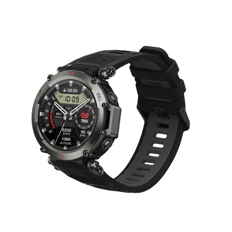 kwmobile Silikon Uhrenarmband für Amazfit T-Rex 3 Armband - Ersatzarmband für Fitnesstracker - Wechselarmband Smartwatch - Schwarz Grau Schwarz  [dsg01]