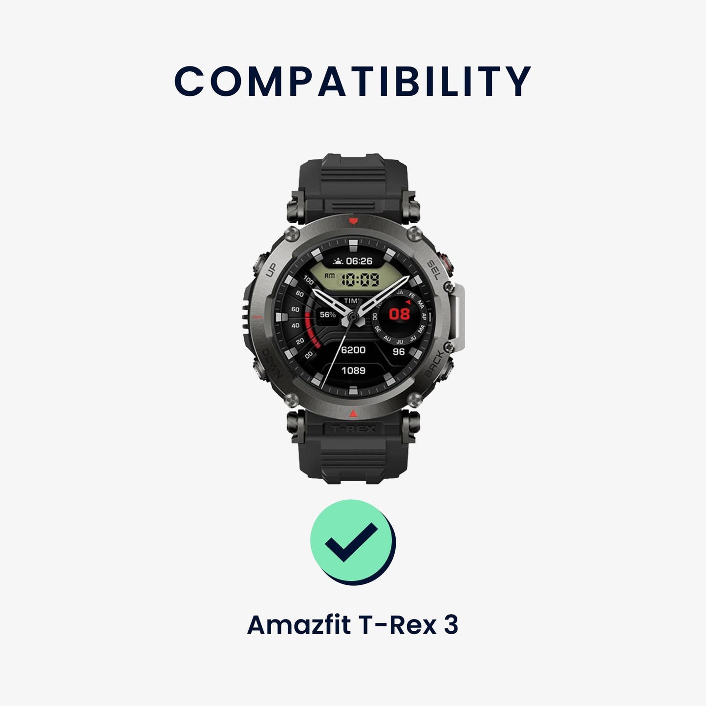 kwmobile Silicone Watch Strap for Amazfit T-Rex 3 - Replacement Band for Fitness Tracker Smartwatch