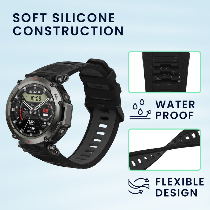 kwmobile Silicone Watch Strap for Amazfit T-Rex 3 - Replacement Band for Fitness Tracker Smartwatch