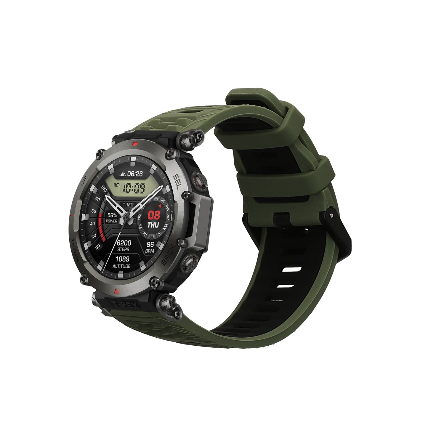 kwmobile 1x Uhrenarmband für Amazfit T-Rex 3 Armband - Fitnesstracker Band Set aus TPU Silikon - Ersatzarmband Smartwatch - Dunkelgrün Schwarz Dunkelgrün  [dsg02]