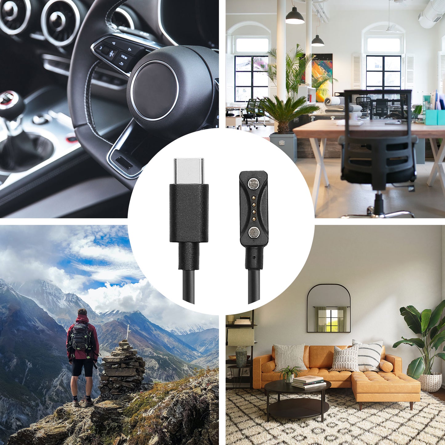 kwmobile USB C Charging Cable compatible with Polar Pacer / Pacer Pro - Cable Charger - Smart Watch Replacement Cable - Fitness Tracker Charging Cable