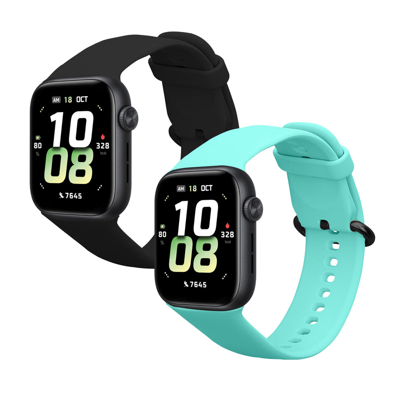 kwmobile 2x Uhrenarmband für HONOR Watch 5 (STL-L19) Armband - Fitnesstracker Band Set aus TPU Silikon - Ersatzarmband Smartwatch - Schwarz Mintgrün Schwarz  [dsg01]