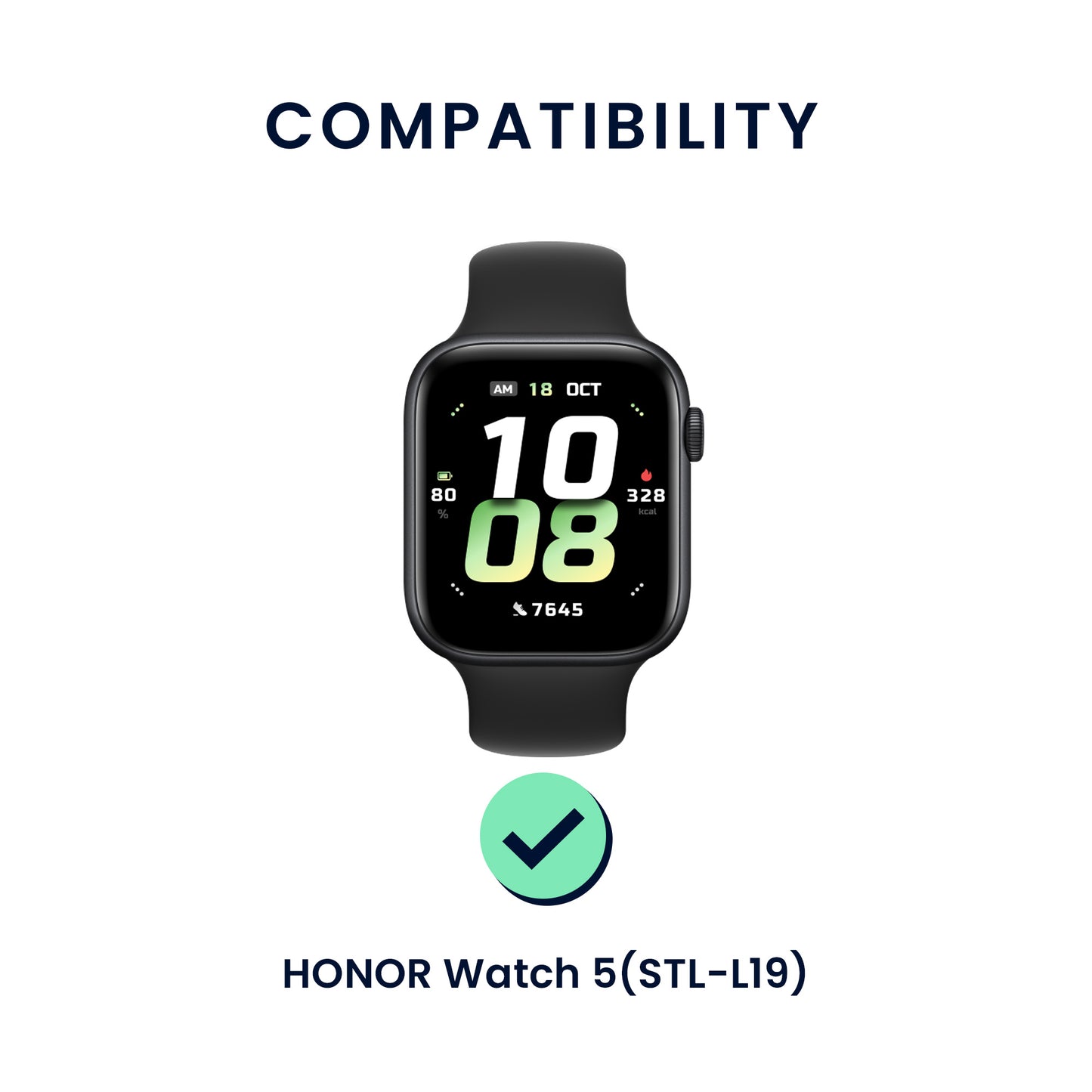 kwmobile Watch Strap for HONOR Watch 5 (STL-L19) Fitness Tracker Band Set Replacement Strap Smartwatch