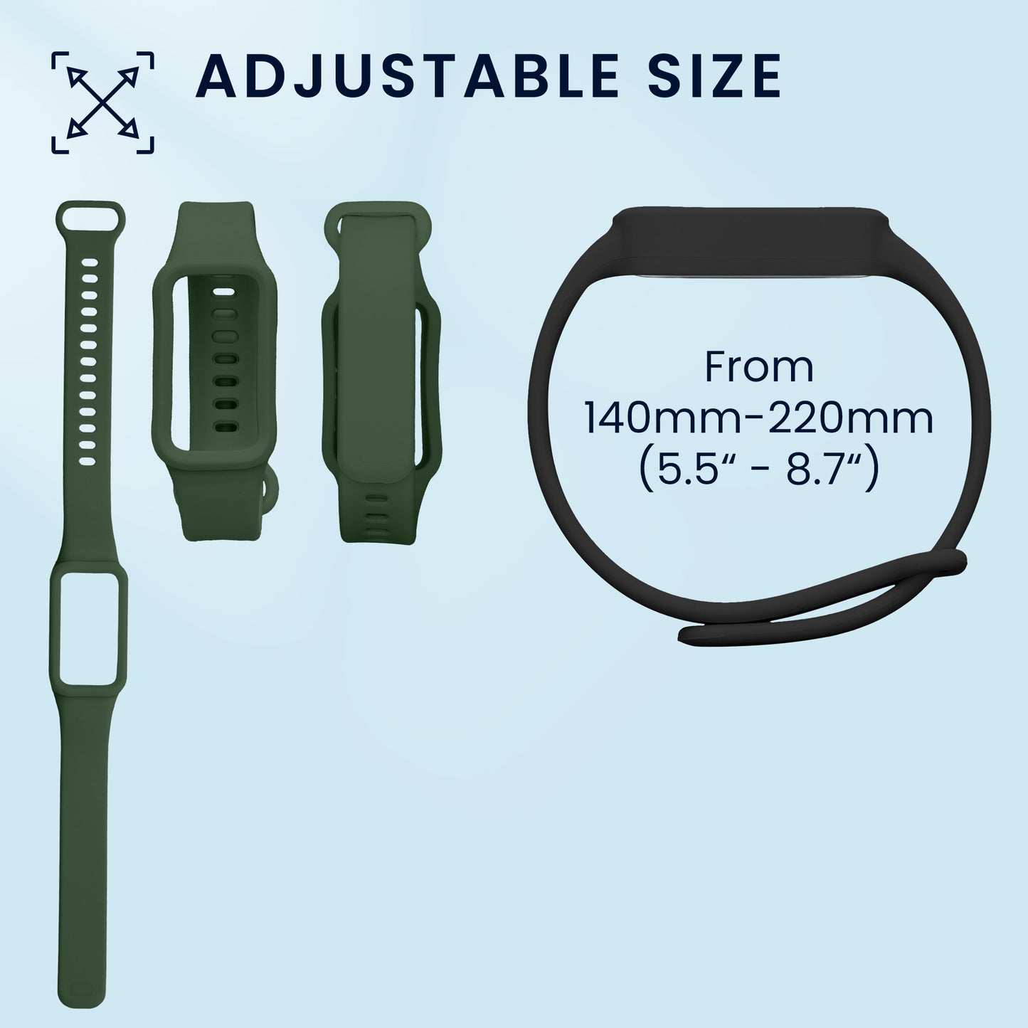 kwmobile Watch Strap for Xiaomi Redmi Band 3 / Smart Band 9 Active Strap Fitness Tracker Band Set Replacement Strap Smartwatch