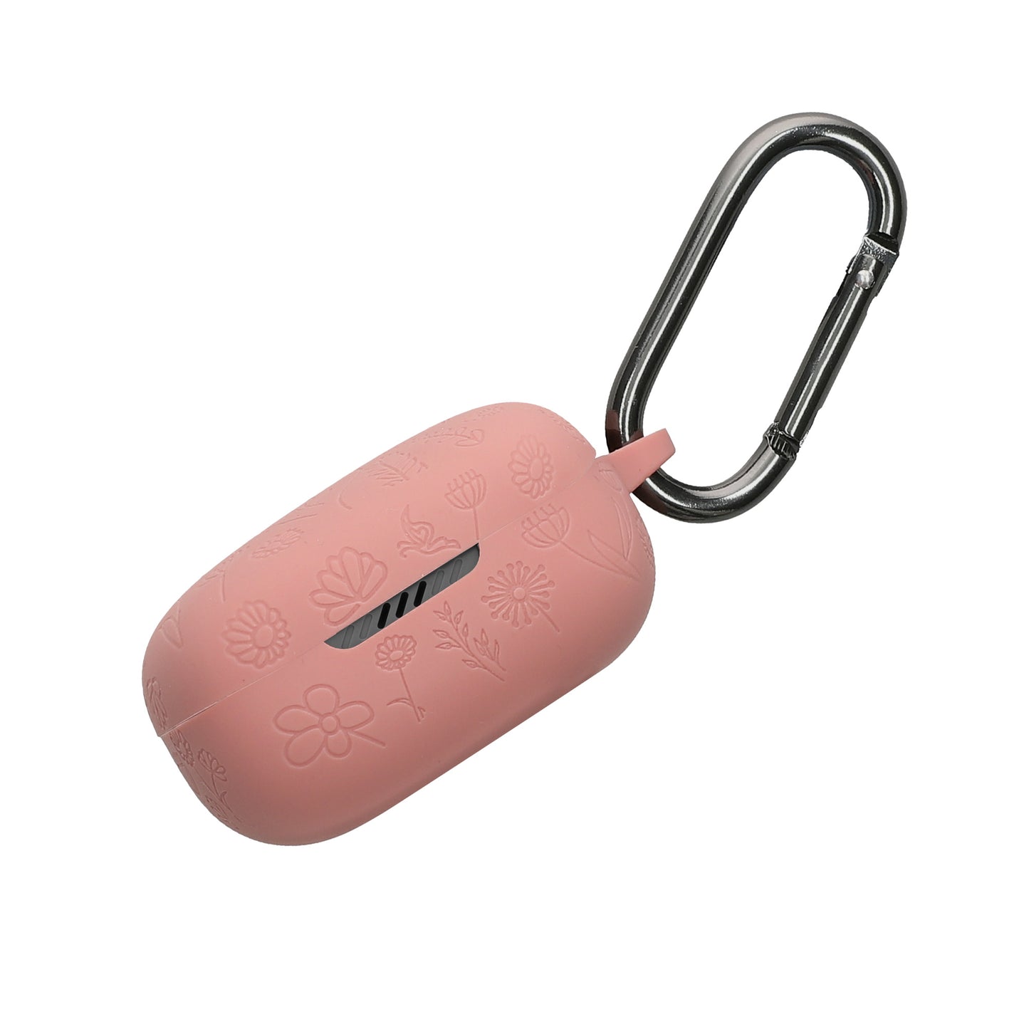 kwmobile Silikon Case für JBL Live Pro 2 TWS Hülle - Kopfhörer Schutzhülle mit Karabiner - Geprägtes Muster Dark Rose Dark Rose  [dsg01]