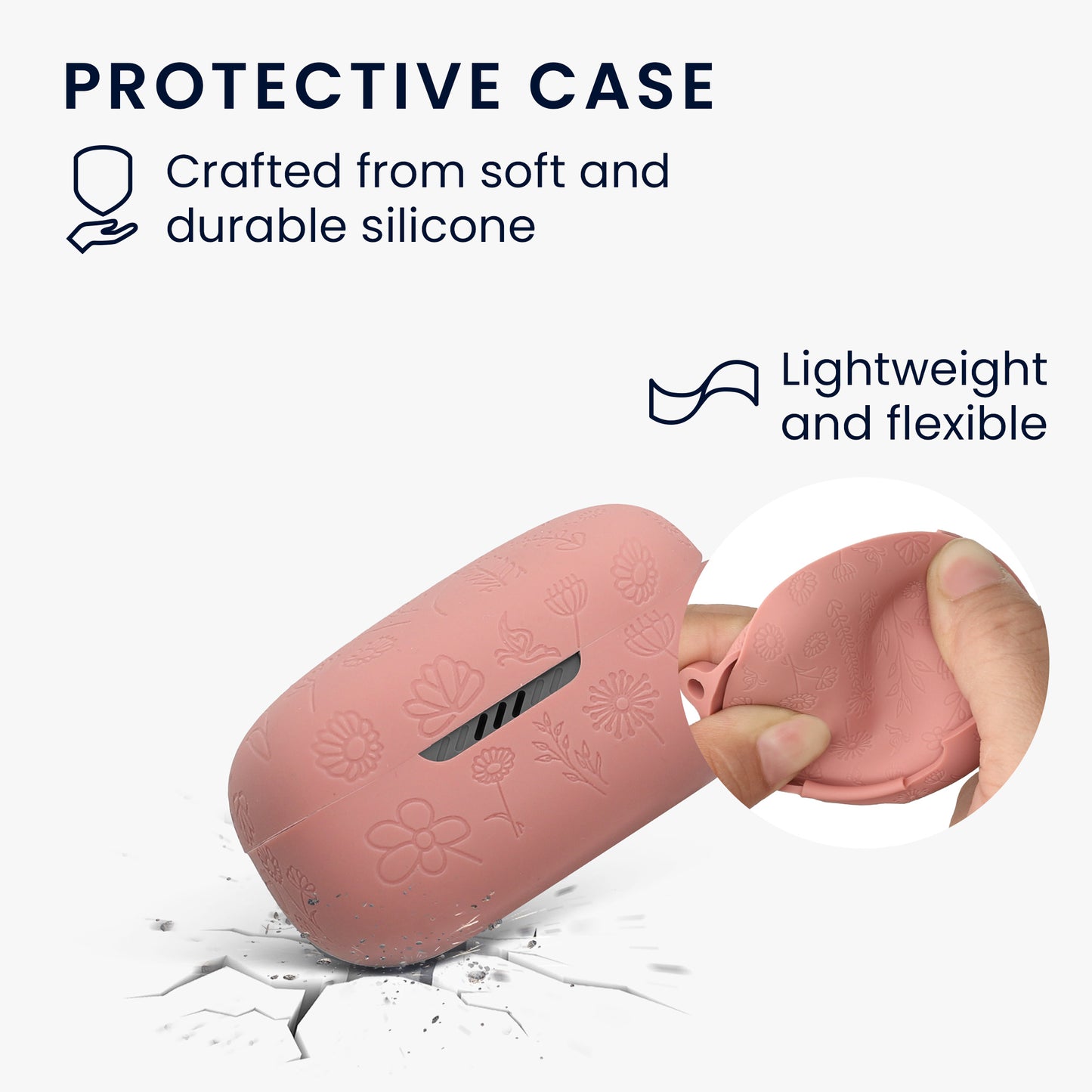 kwmobile Silicone Case for JBL Live Pro 2 TWS - Headphone Protective Cover with Carabiner