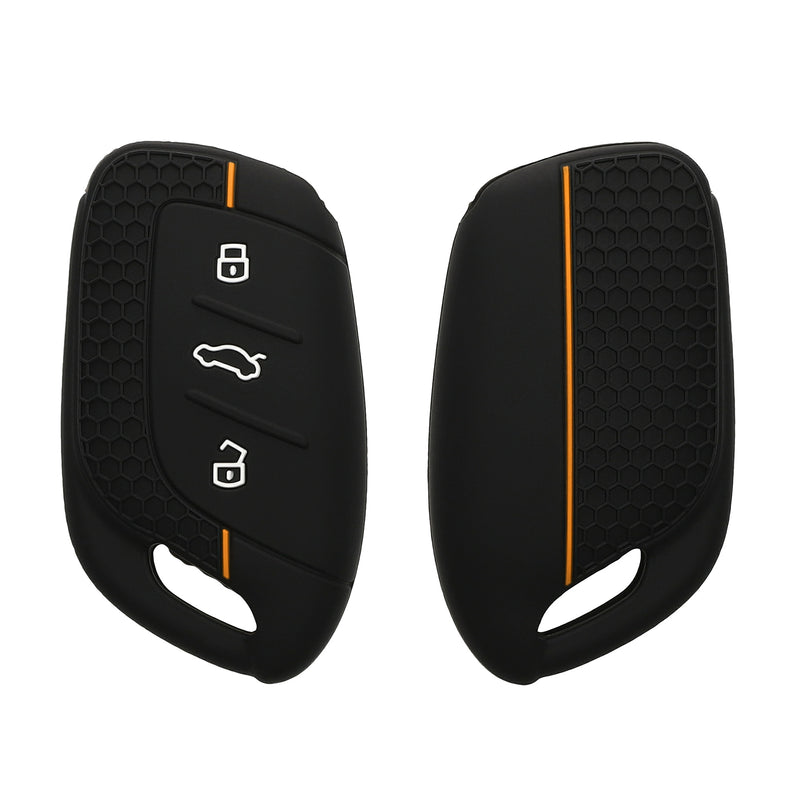 kwmobile Autoschlüssel Schutzhülle kompatibel mit MG 3-Tasten ZS MG4 MG5 MG6 Hülle - Schlüsselhülle aus Silikon - in Schwarz Orange Schwarz  [dsg07]
