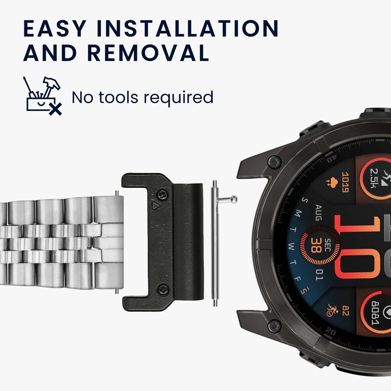 kwmobile Metal Adapter with 20mm Band Width Compatible with Garmin Epix 2 / Instinct 2 / Instinct 3 45mm / Fenix 8 47mm Watch Strap Smartwatch Band Connector Adapter Set Made of Metal