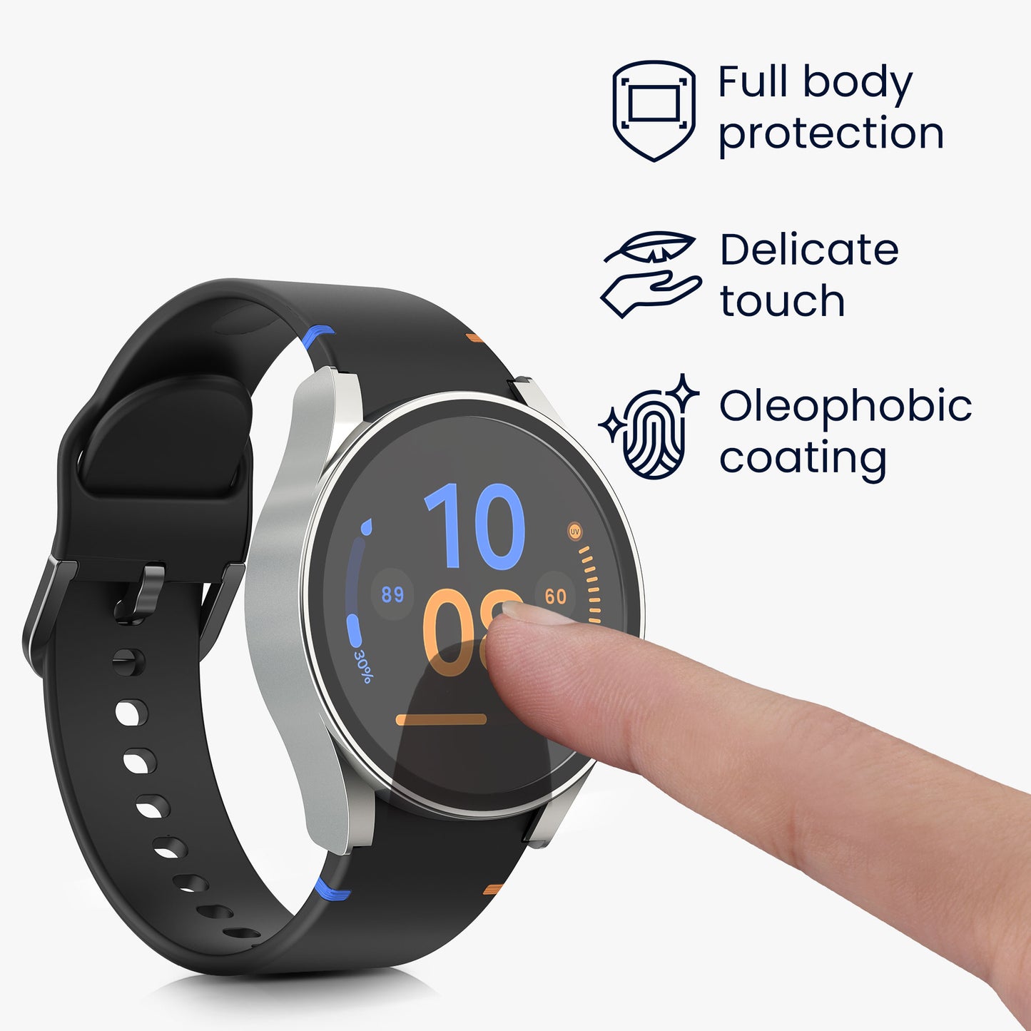 kwmobile Glass Case for Samsung Galaxy Watch FE 40mm Protective Full-Body Fitness Tracker Case Set
