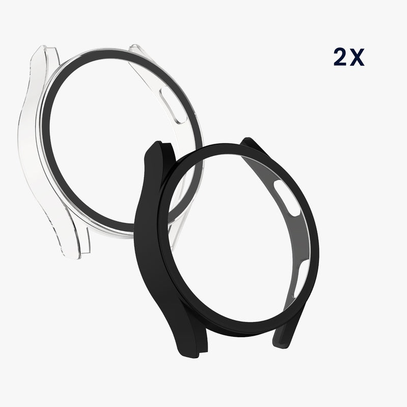 kwmobile Glass Case for Samsung Galaxy Watch FE 40mm Protective Full-Body Fitness Tracker Case Set