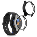 kwmobile 2x Cover kompatibel mit Samsung Galaxy Watch FE 40mm Hülle - Fullbody Fitnesstracker Case Set aus Glas - Schwarz Silber Schwarz  [dsg02]