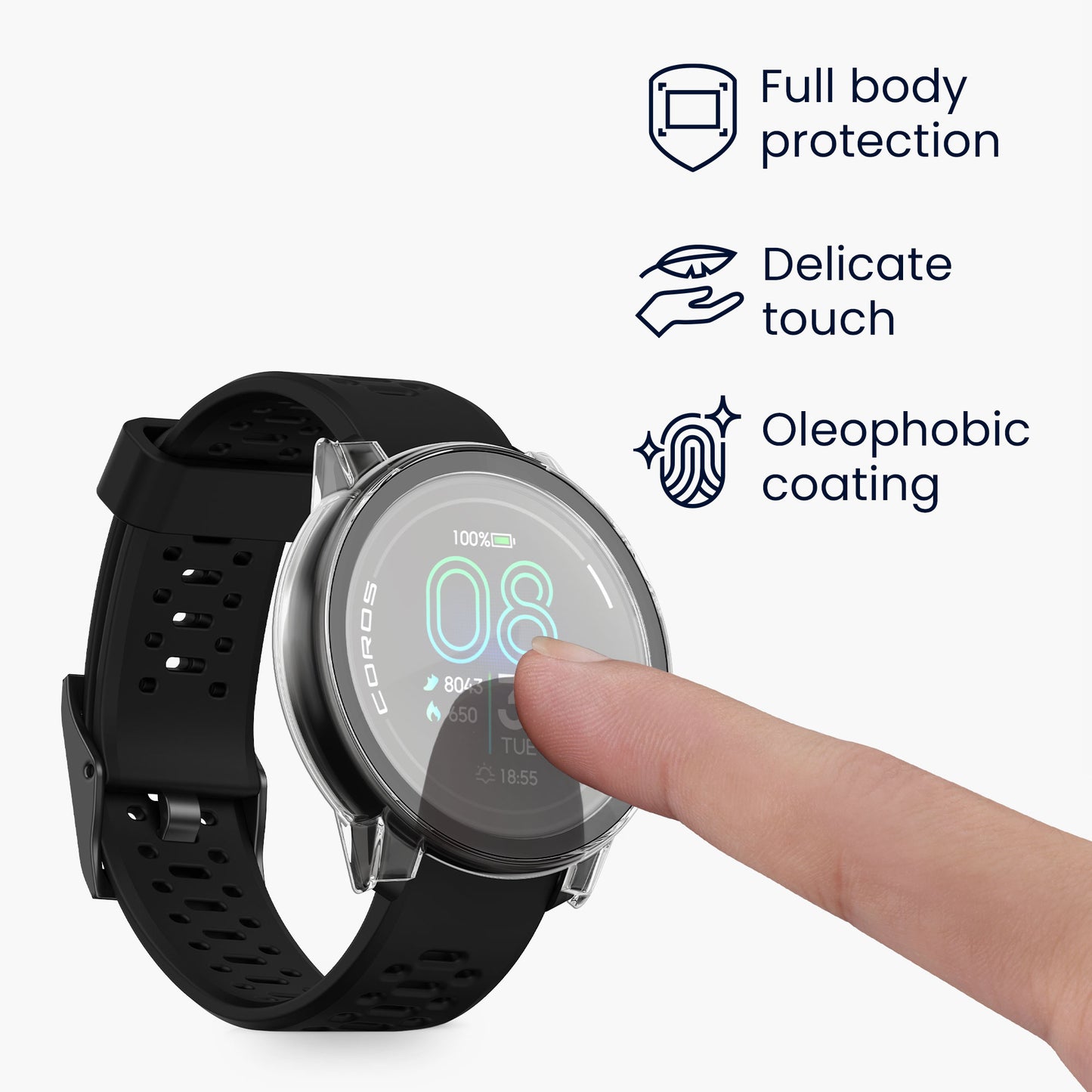 kwmobile Glass Case for COROS PACE Pro Protective Cover Full Body Fitness Tracker Case Set