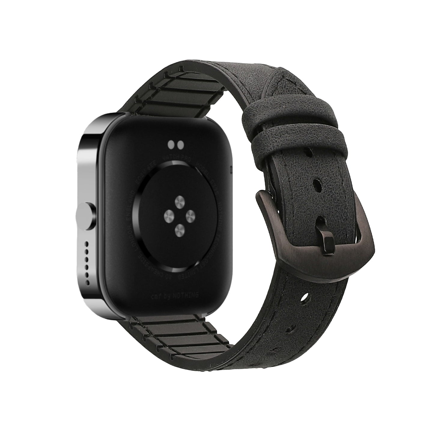 kwmobile Kunstleder Ersatzarmband kompatibel mit CMF by Nothing Watch Pro (D395) Armband - Sportarmband aus Kunstleder und Silikon mit Uhrenverschluss Schwarz  