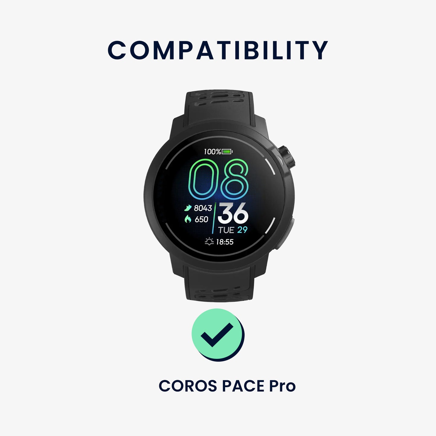 kwmobile Silicone Watch Strap for COROS PACE Pro Strap Replacement Strap for Fitness Tracker Replacement Strap Smartwatch