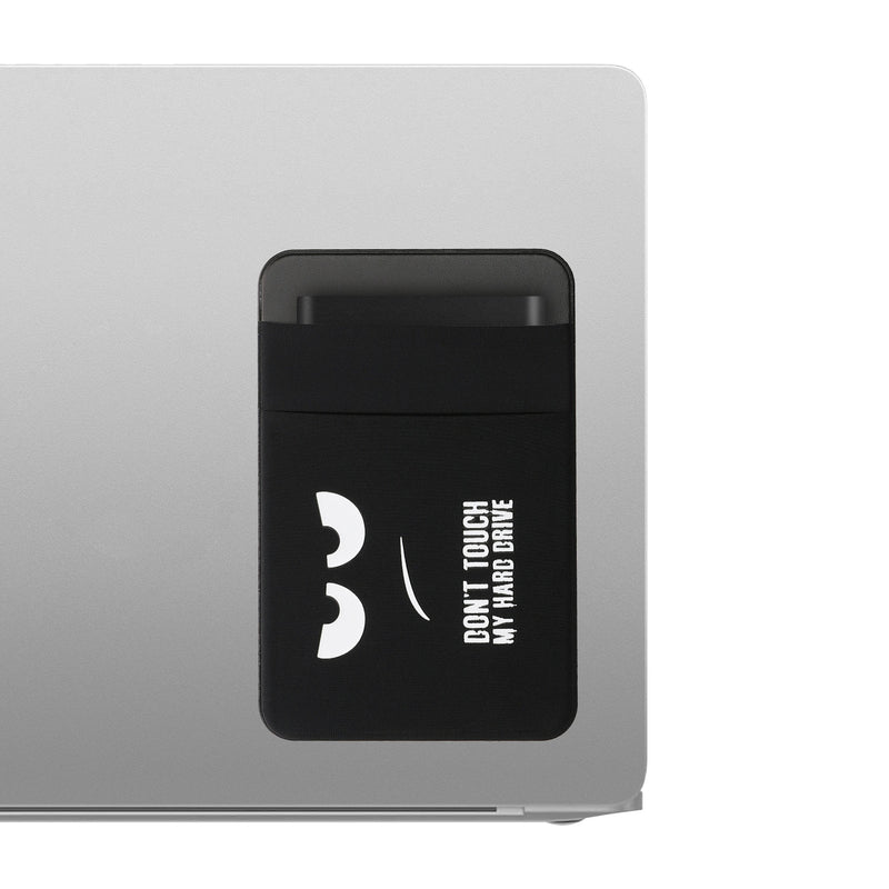 kwmobile Pouch compatible with SanDisk Portable SSD, Samsung T7, Crucial X8, HDD - Holder for external SSD Hard Drive - 13x8cm - Elastic Case Cover self-adhesive - Don't touch my Hard Drive