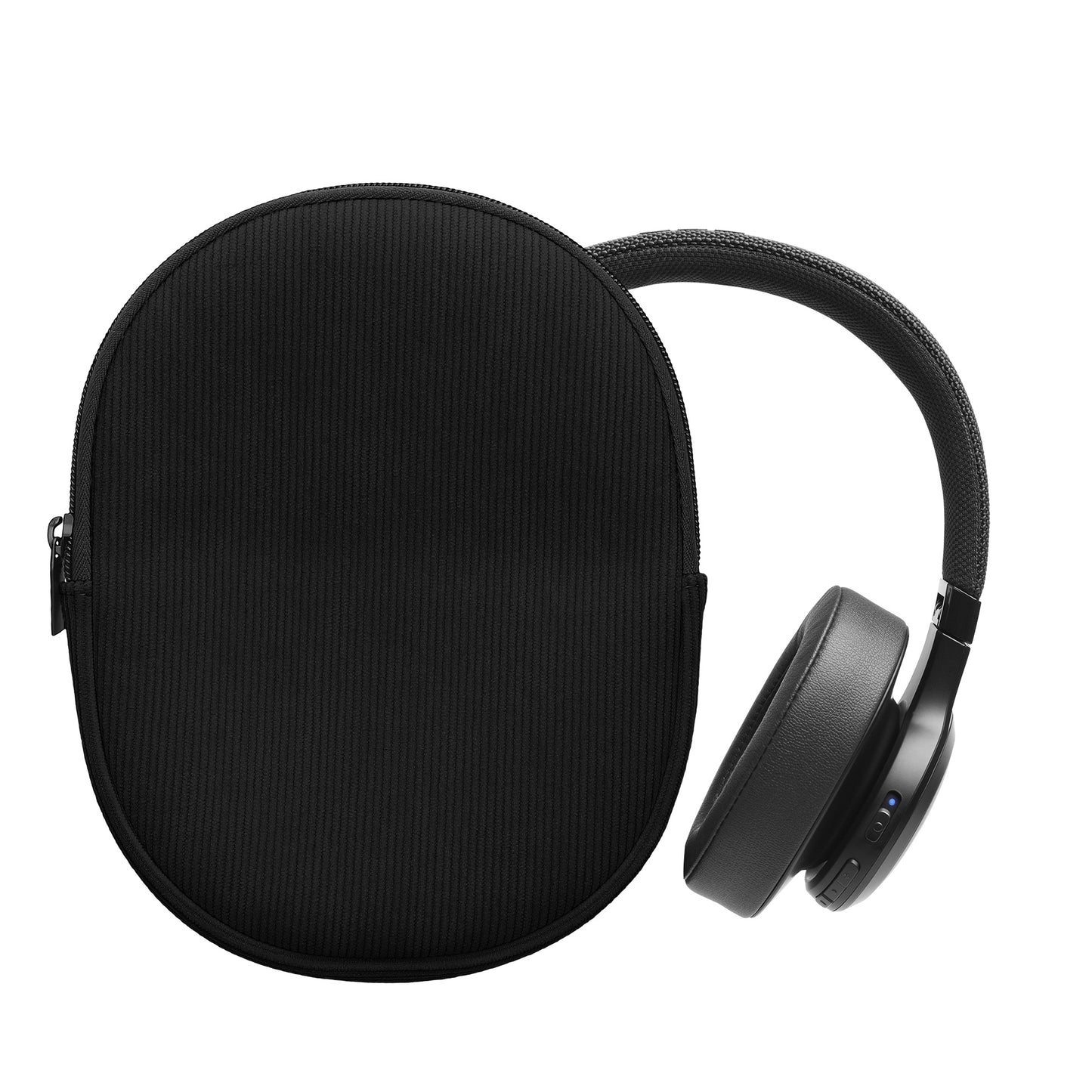 kwmobile Hülle kompatibel mit JBL Tune 600 / 500BT / 510BT / 450 Tasche - Case für Headset aus robustem Cord und Neopren Stoff - Schwarz Schwarz  