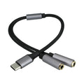 kwmobile USB C Headphone Splitter for USB C Headphones / Headset USB C Adapter - USB-C to Jack Audio Cable Splitter made of Nylon