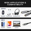 kwmobile USB C Headphone Splitter for USB C Headphones / Headset USB C Adapter - USB-C to Jack Audio Cable Splitter made of Nylon
